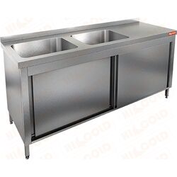 Стол нержавеющий закрытый купе с моечными ваннами HICOLD НСЗК2М-14/6БЛ фото, купить в Липецке | Uliss Trade