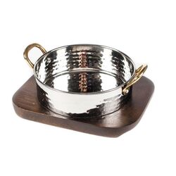 Сковородка Hammered на деревянной подставке, d 15,5 см, нержавейка, P.L. Proff Cuisine фото, купить в Липецке | Uliss Trade